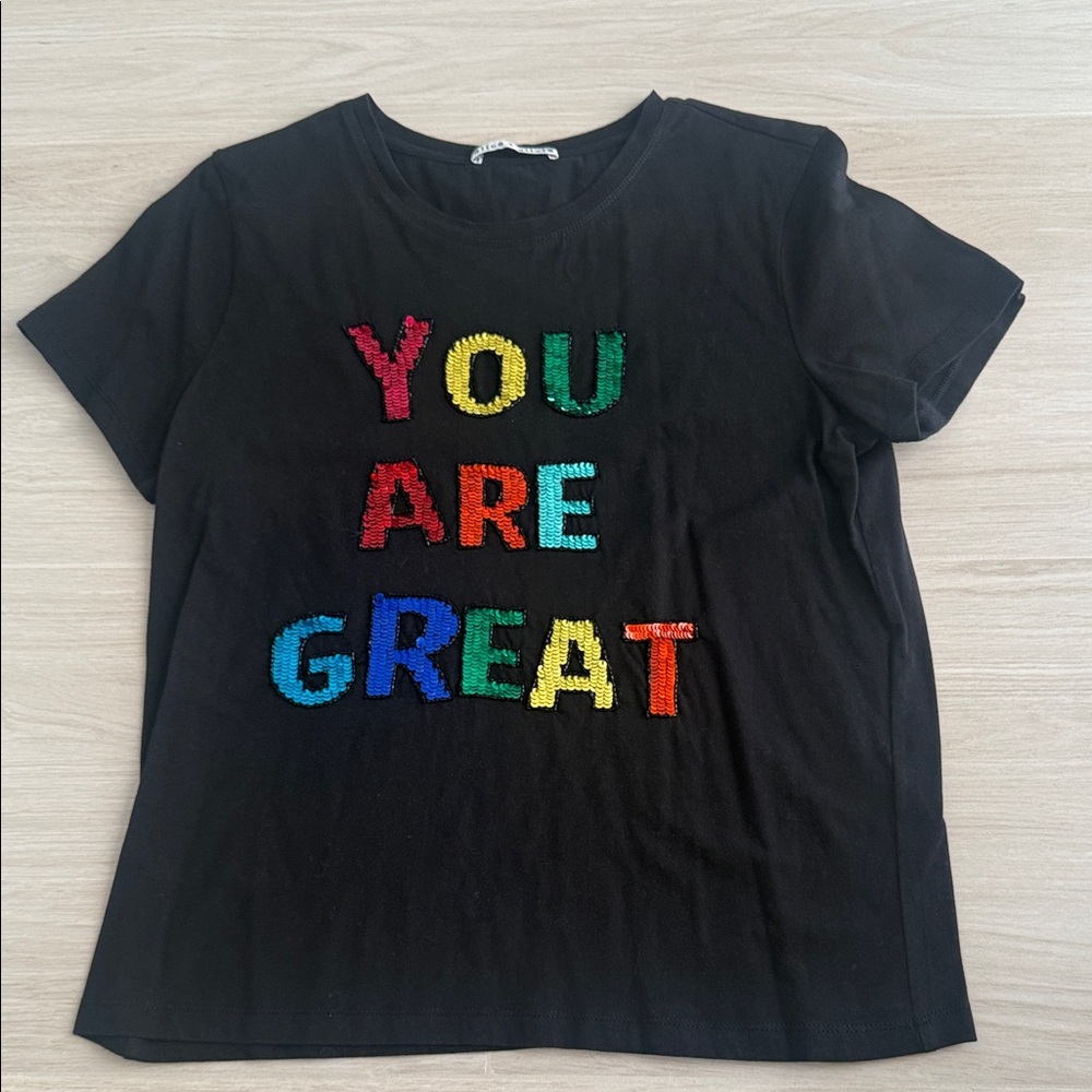 Alice + Olivia Black T-Shirt